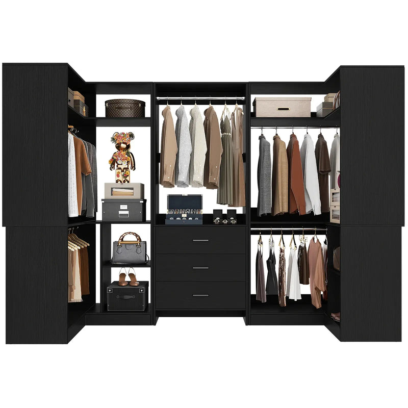 U-Shaped Heavy Duty Closet Organizer System with Drawers and Shelves, 3 Packs