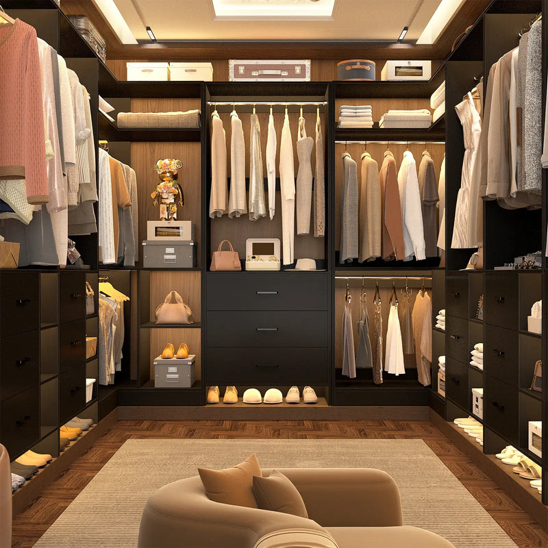 U-Shaped Heavy Duty Closet Organizer System with Drawers and Shelves, 3 Packs