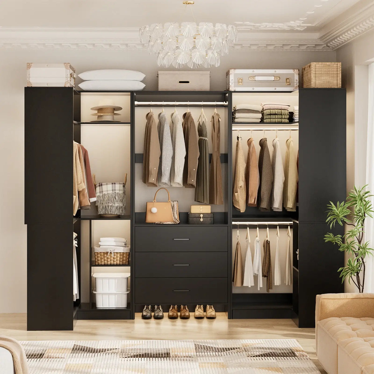 Aheaplus U-Shaped Heavy Duty Closet Organizer System with Drawers and ...