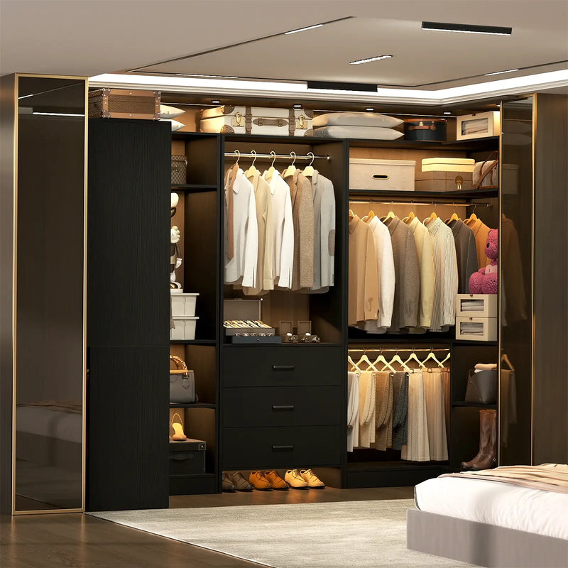 U-Shaped Heavy Duty Closet Organizer System with Drawers and Shelves, 3 Packs