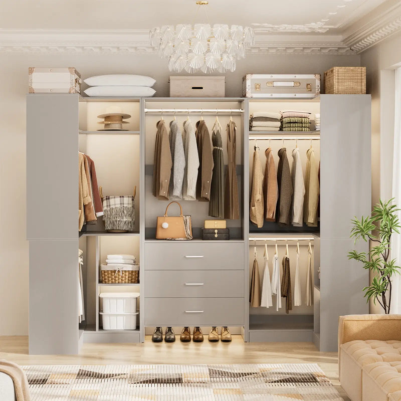 U-Shaped Heavy Duty Closet Organizer System with Drawers and Shelves, 3 Packs