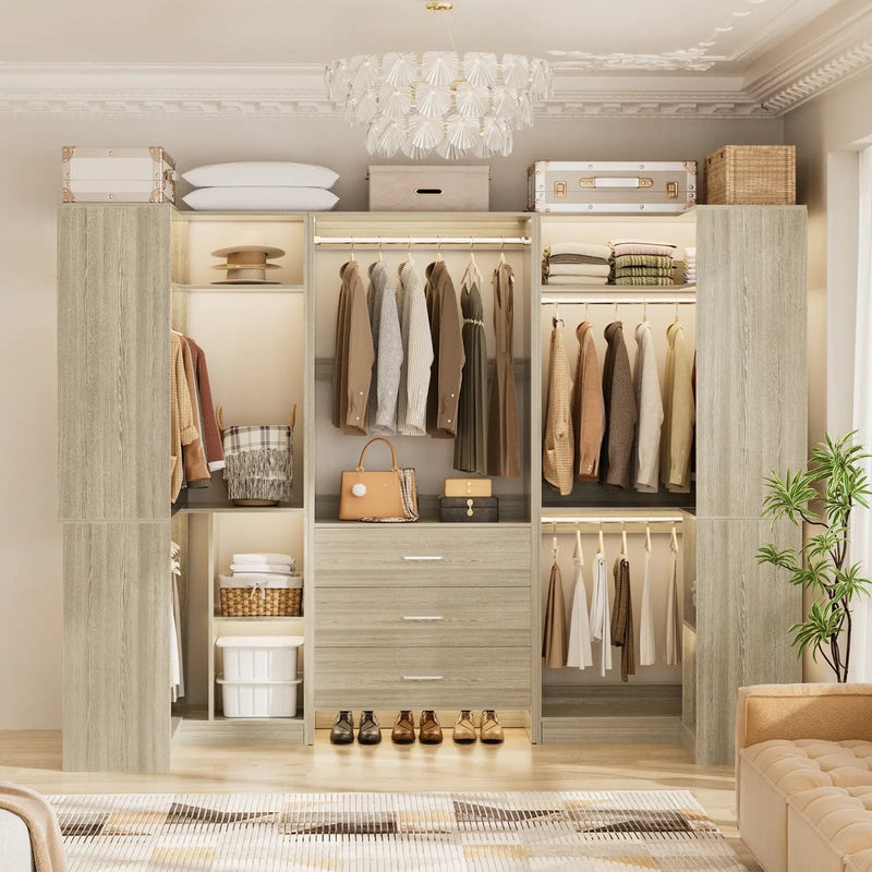 U-Shaped Heavy Duty Closet Organizer System with Drawers and Shelves, 3 Packs