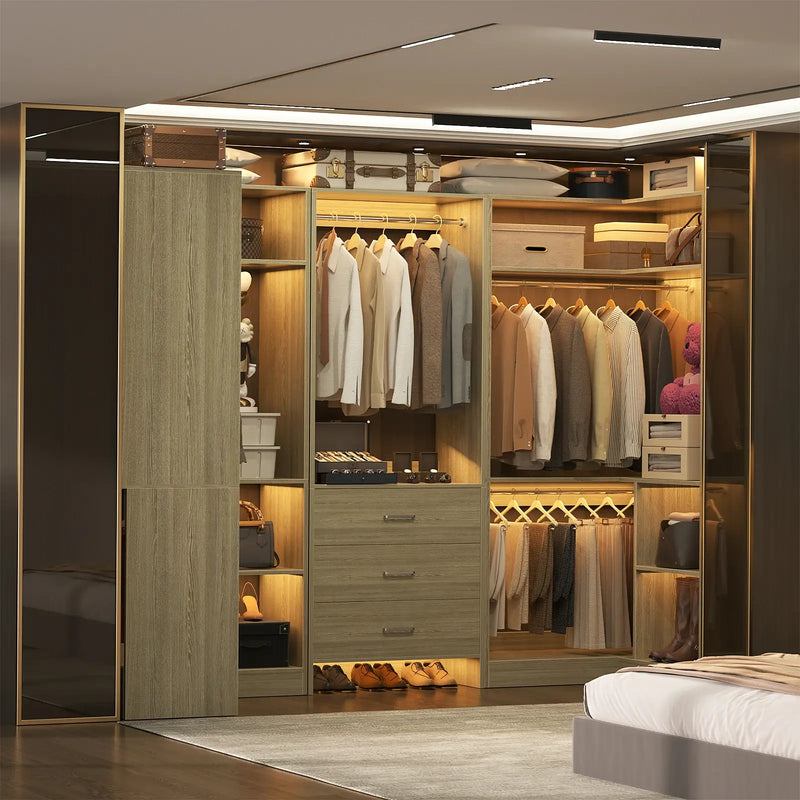 U-Shaped Heavy Duty Closet Organizer System with Drawers and Shelves, 3 Packs