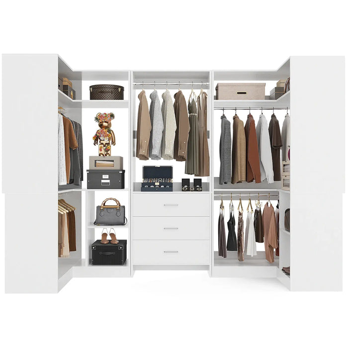 U-Shaped Heavy Duty Closet Organizer System with Drawers and Shelves, 3 Packs