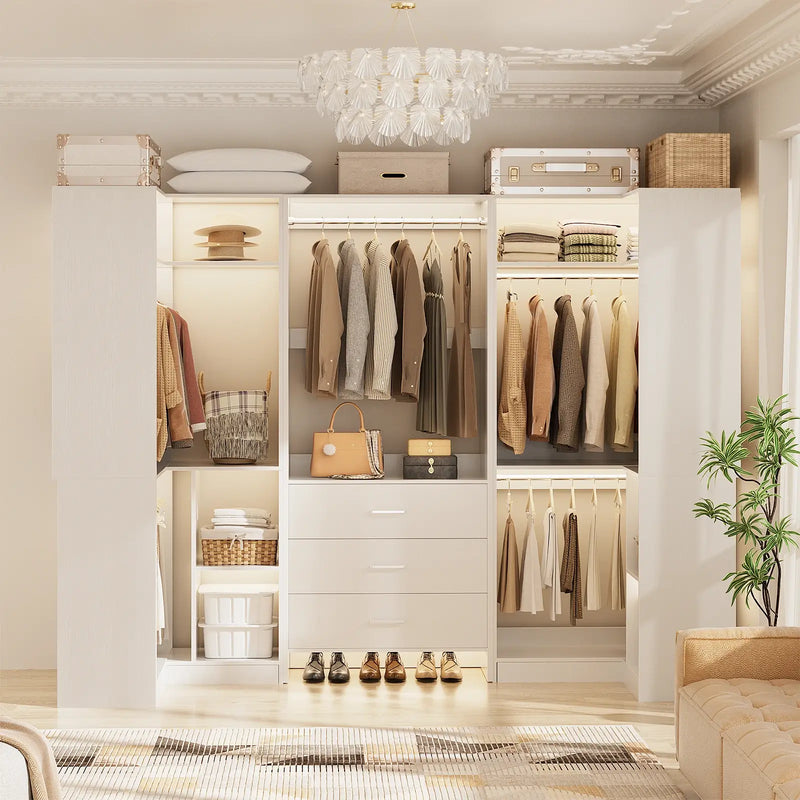 U-Shaped Heavy Duty Closet Organizer System with Drawers and Shelves, 3 Packs