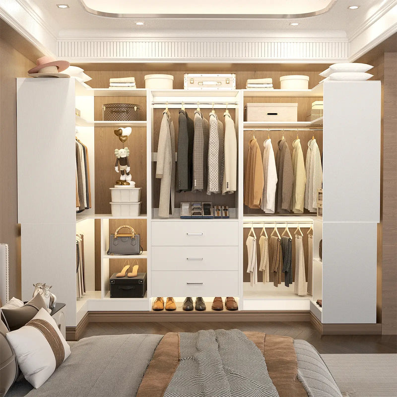 U-Shaped Heavy Duty Closet Organizer System with Drawers and Shelves, 3 Packs