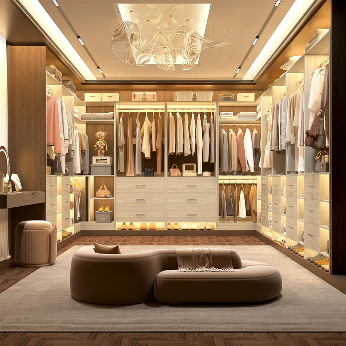 U-Shaped Heavy Duty Closet Organizer with Drawrs and Shelves, 4-Piece Set