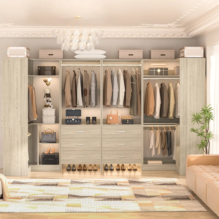 U-Shaped Heavy Duty Closet Organizer with Drawrs and Shelves, 4-Piece Set