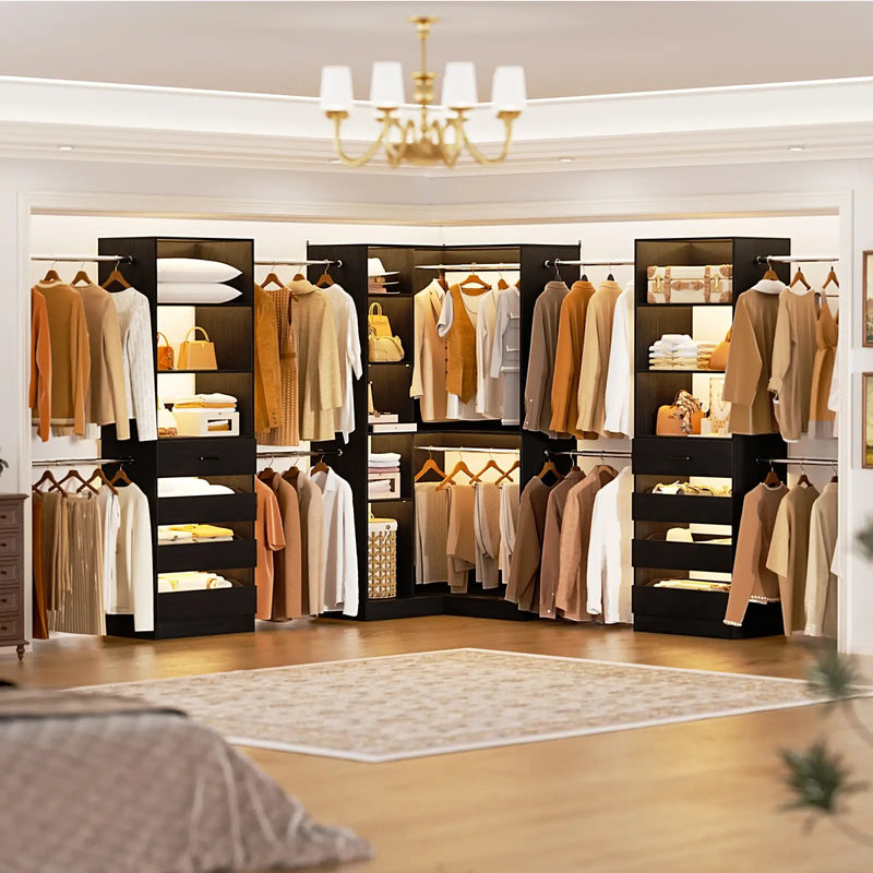 79"-267" Adjustable Closet System with Drawers & Shelves for Bedroom/Closet