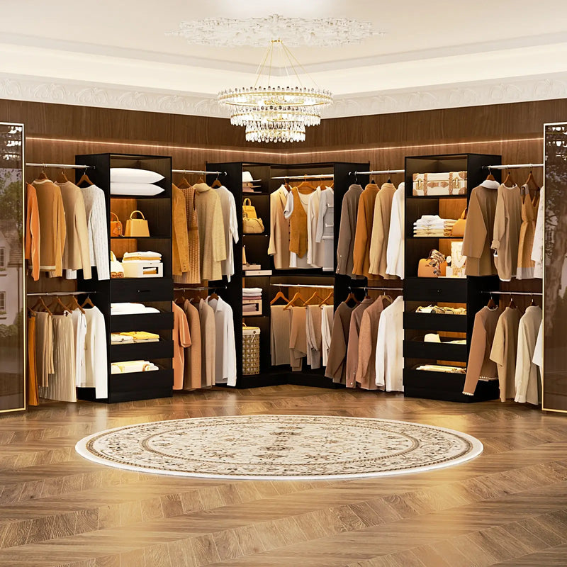 79"-267" Adjustable Closet System with Drawers & Shelves for Bedroom/Closet