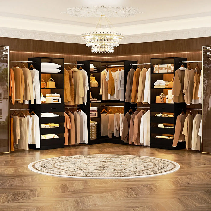 79"-267" Adjustable Closet System with Drawers & Shelves for Bedroom/Closet