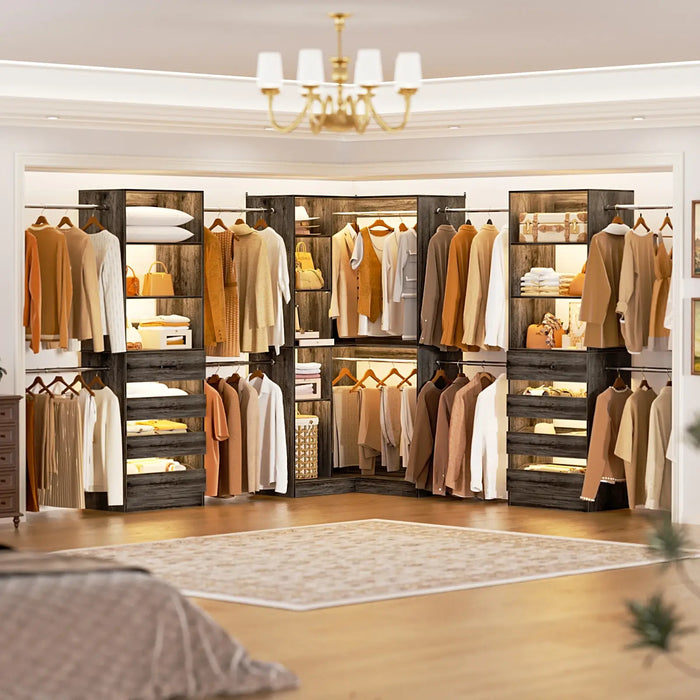 79"-267" Adjustable Closet System with Drawers & Shelves for Bedroom/Closet