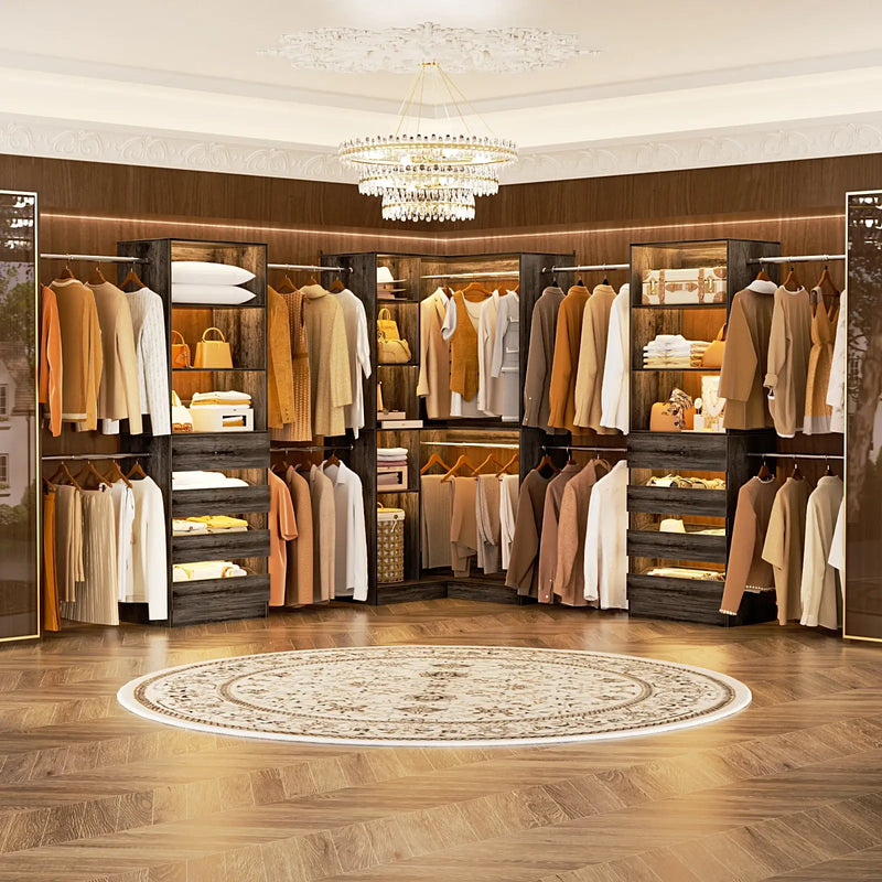 79"-267" Adjustable Closet System with Drawers & Shelves for Bedroom/Closet