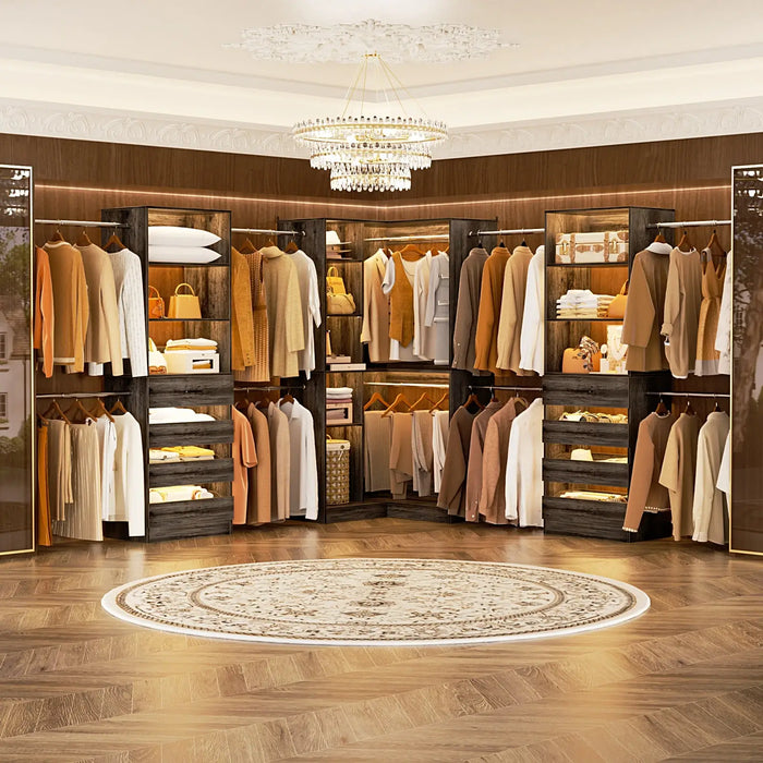 79"-267" Adjustable Closet System with Drawers & Shelves for Bedroom/Closet