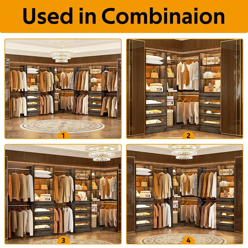 79"-267" Adjustable Closet System with Drawers & Shelves for Bedroom/Closet