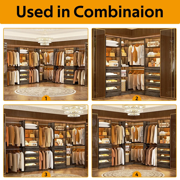 79"-267" Adjustable Closet System with Drawers & Shelves for Bedroom/Closet