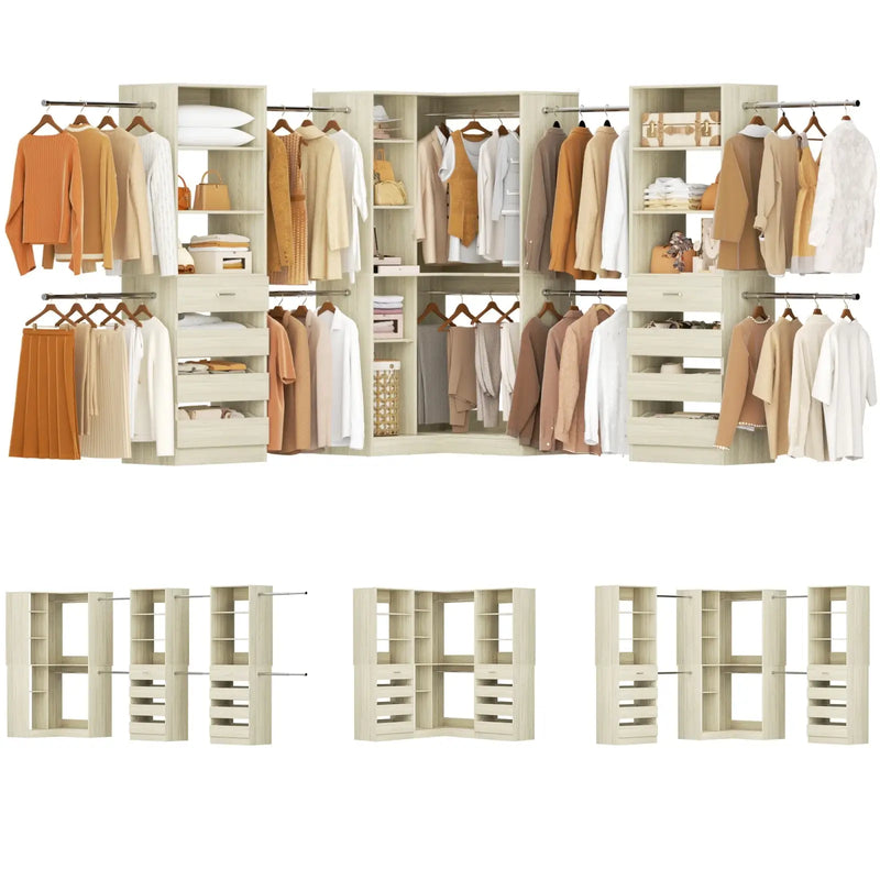 79"-267" Adjustable Closet System with Drawers & Shelves for Bedroom/Closet