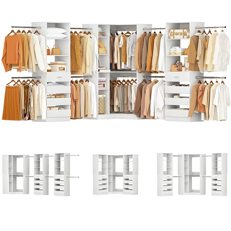 79"-267" Adjustable Closet System with Drawers & Shelves for Bedroom/Closet