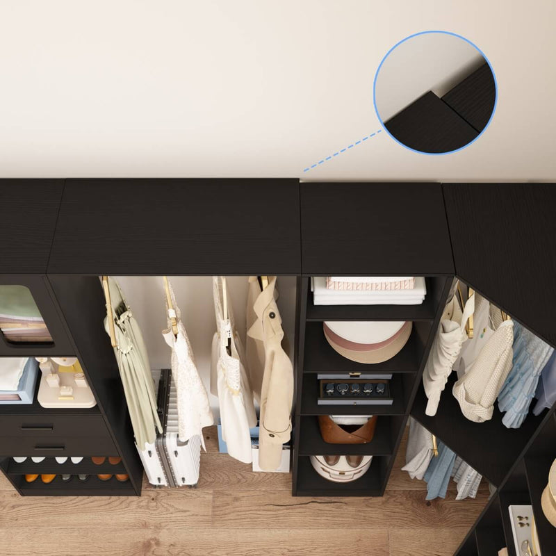 100 Inch L Shaped Closet Organizers and Storage System with Drawers and Corner Closet