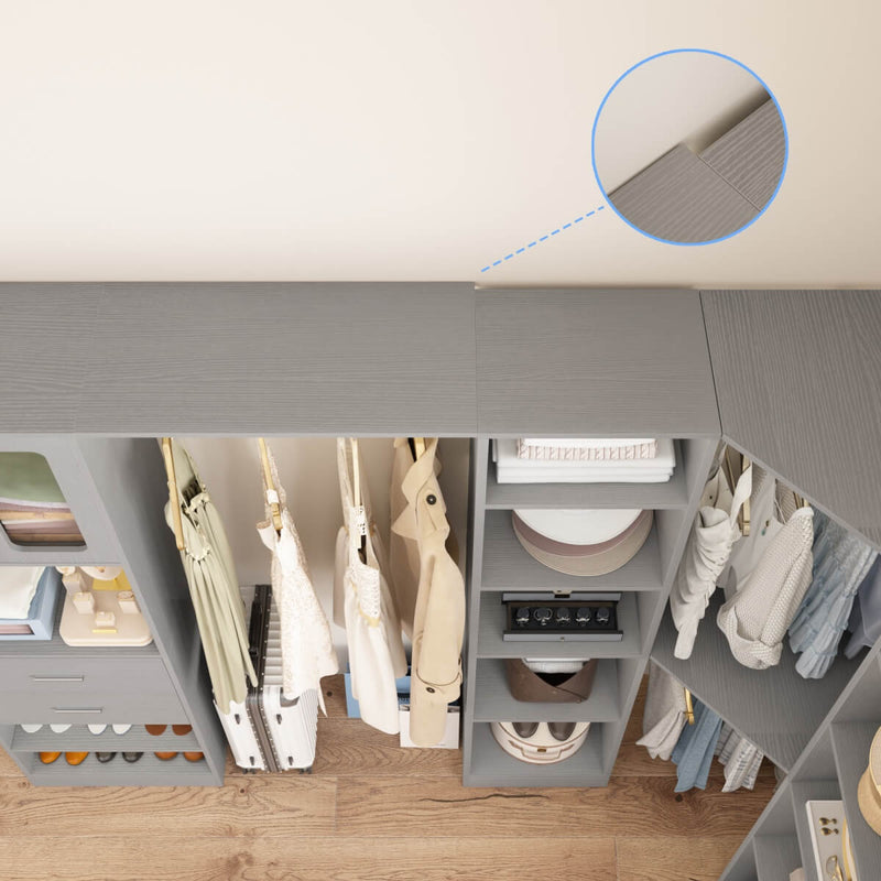 100 Inch L Shaped Closet Organizers and Storage System with Drawers and Corner Closet