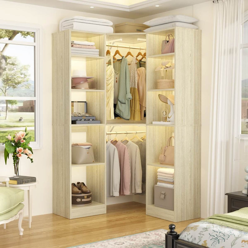 100 Inch L Shaped Closet Organizers and Storage System with Drawers and Corner Closet