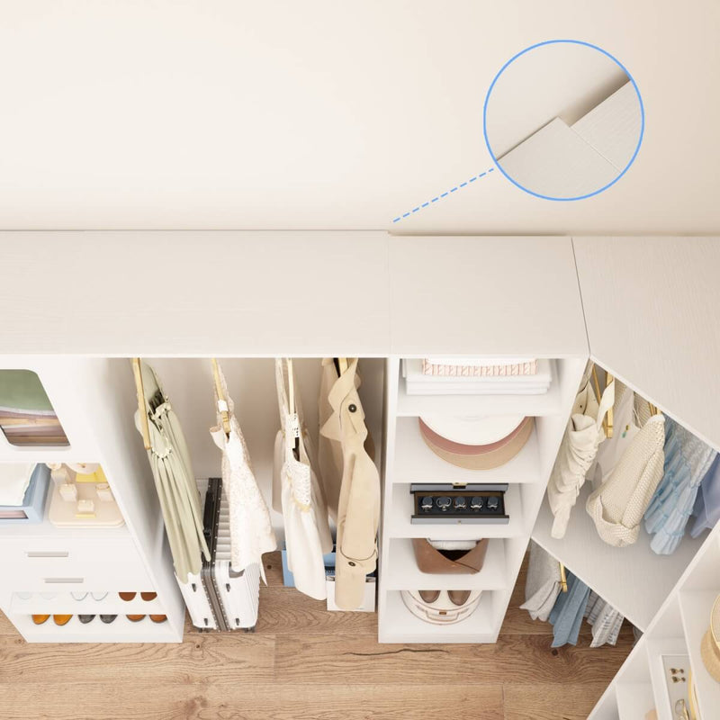 100 Inch L Shaped Closet Organizers and Storage System with Drawers and Corner Closet