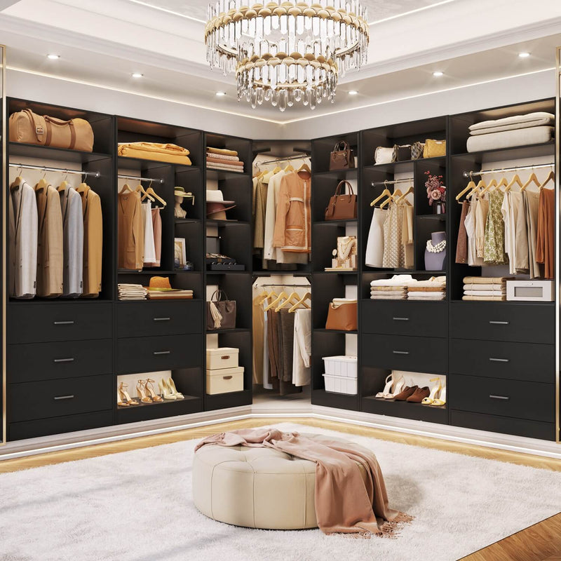 Heavy Duty Closet Organizer System 5-Piece Set, with 10 Drawers & 6 Hanging Rods