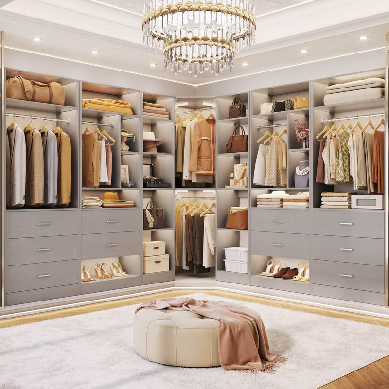 Heavy Duty Closet Organizer System 5-Piece Set, with 10 Drawers & 6 Hanging Rods