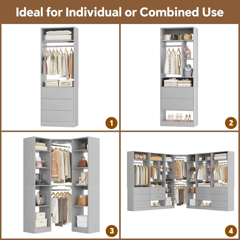 Heavy Duty Closet Organizer System 5-Piece Set, with 10 Drawers & 6 Hanging Rods