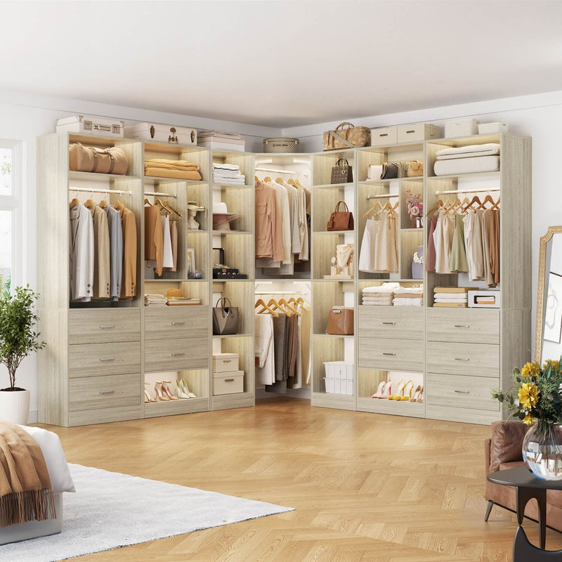 Heavy Duty Closet Organizer System 5-Piece Set, with 10 Drawers & 6 Hanging Rods