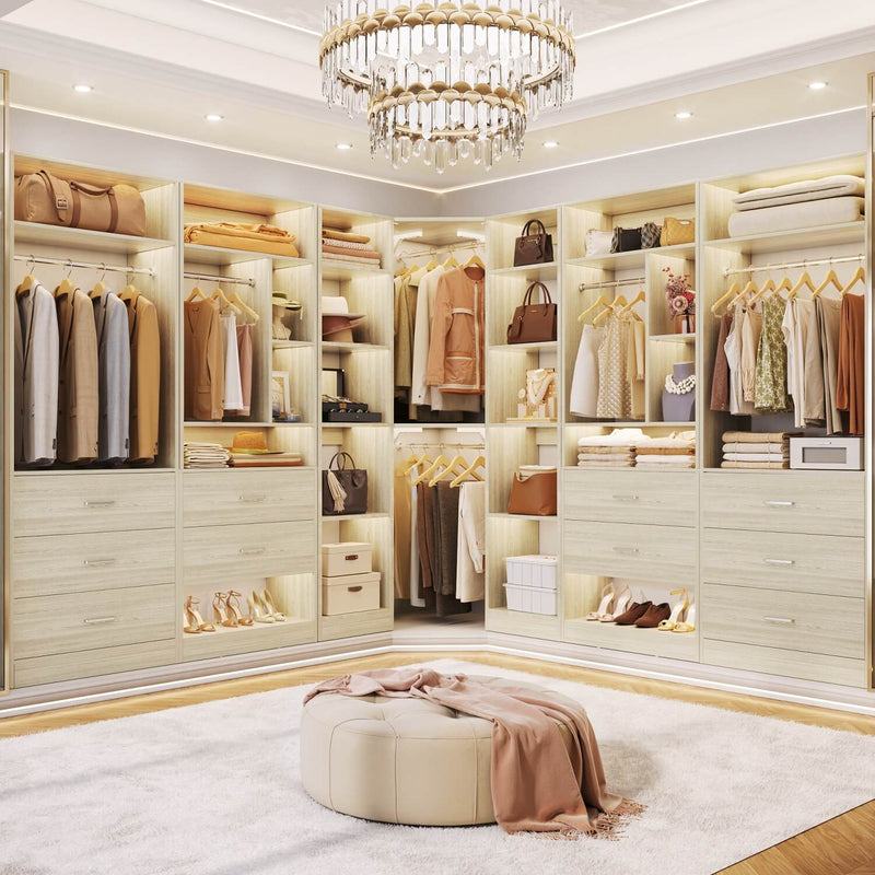 Heavy Duty Closet Organizer System 5-Piece Set, with 10 Drawers & 6 Hanging Rods