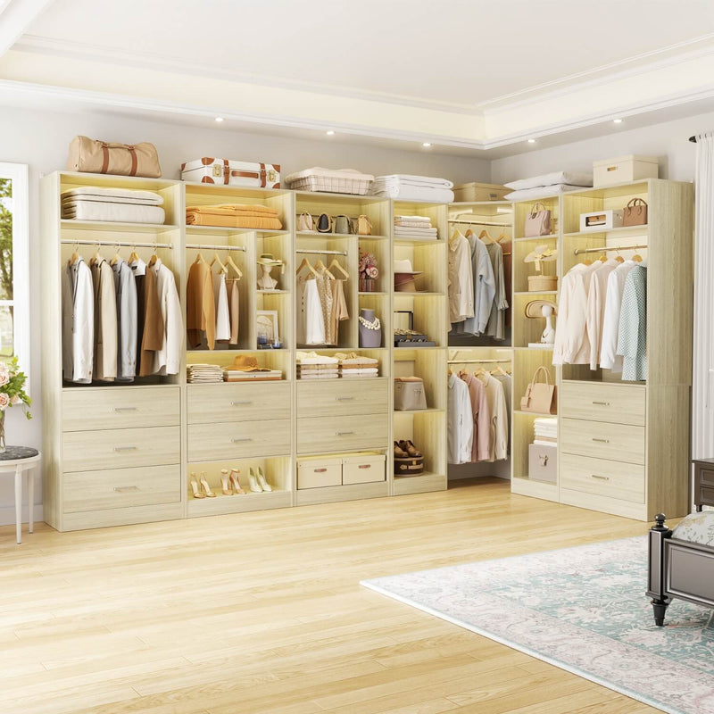 Heavy Duty Closet Organizer System 5-Piece Set, with 10 Drawers & 6 Hanging Rods