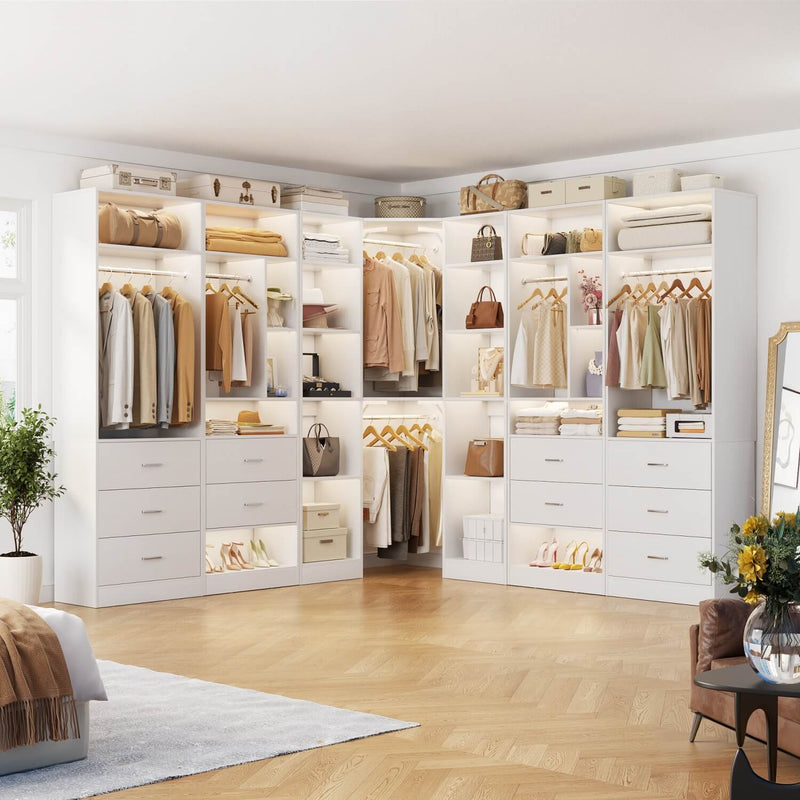 Heavy Duty Closet Organizer System 5-Piece Set, with 10 Drawers & 6 Hanging Rods