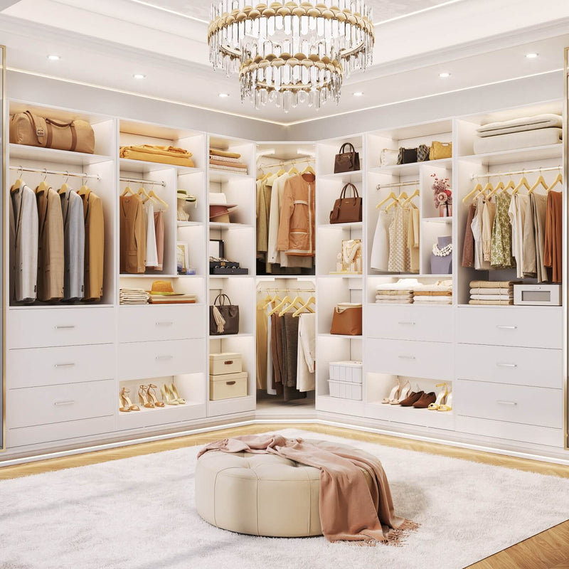 Heavy Duty Closet Organizer System 5-Piece Set, with 10 Drawers & 6 Hanging Rods