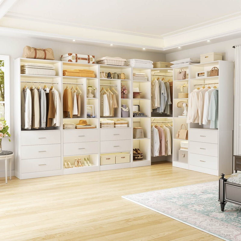 Heavy Duty Closet Organizer System 5-Piece Set, with 10 Drawers & 6 Hanging Rods