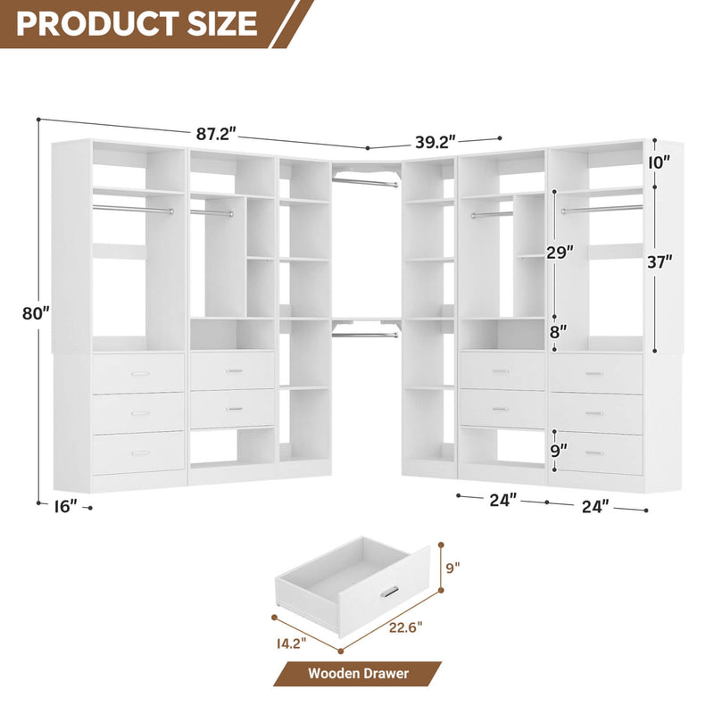 Heavy Duty Closet Organizer System 5-Piece Set, with 10 Drawers & 6 Hanging Rods
