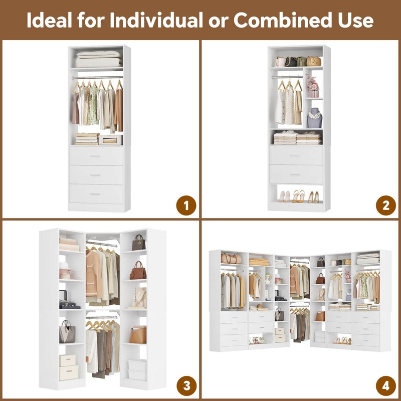 Heavy Duty Closet Organizer System 5-Piece Set, with 10 Drawers & 6 Hanging Rods