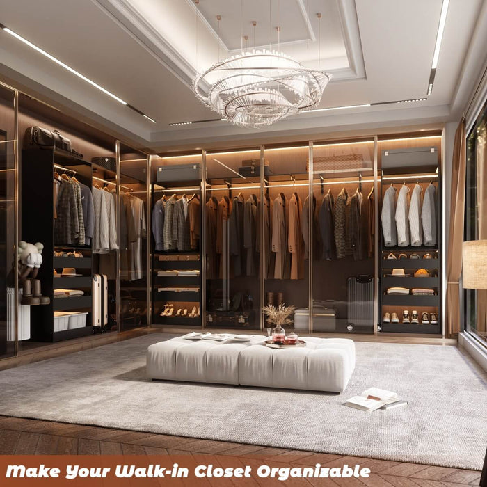 5FT Closet System with 3 Wooden Drawers & Hanging Rod, Reversible