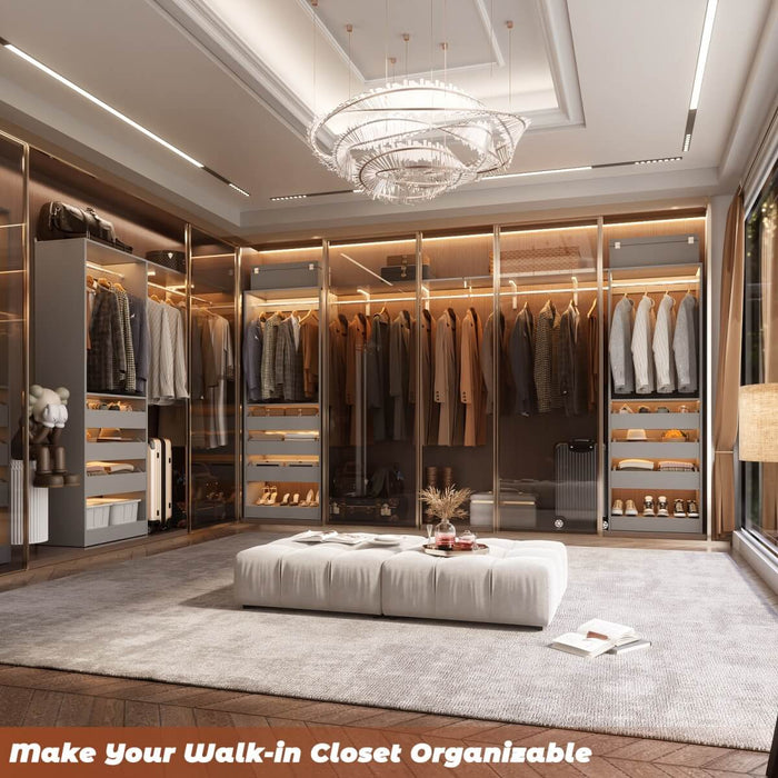 5FT Closet System with 3 Wooden Drawers & Hanging Rod, Reversible
