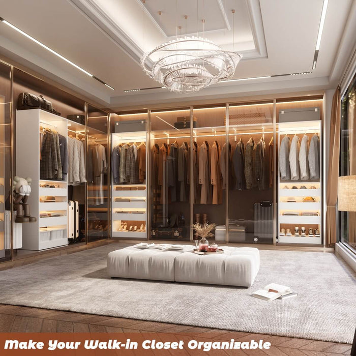 5FT Closet System with 3 Wooden Drawers & Hanging Rod, Reversible