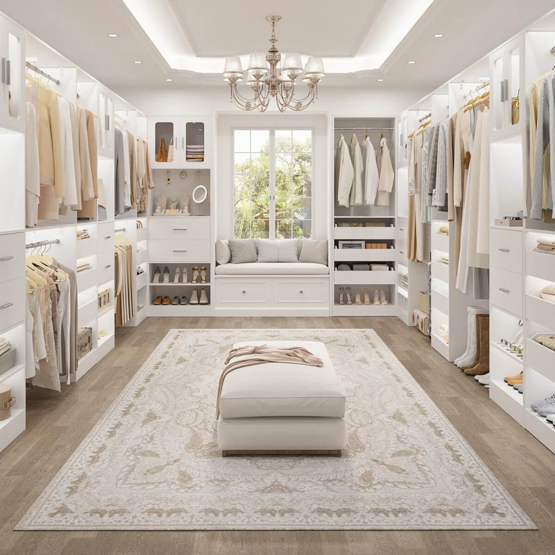 120 inch Closet System with 2 Sets, with 5 Drawers, 3 Hanging Rods, Reversible