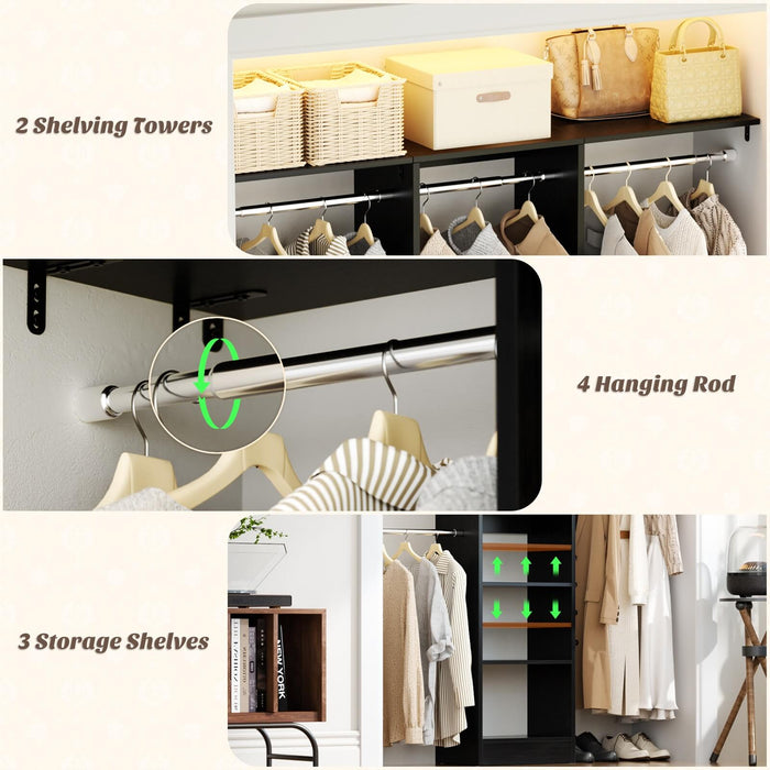 4FT Small Closet Organizer with Shelves and Hanging Rods