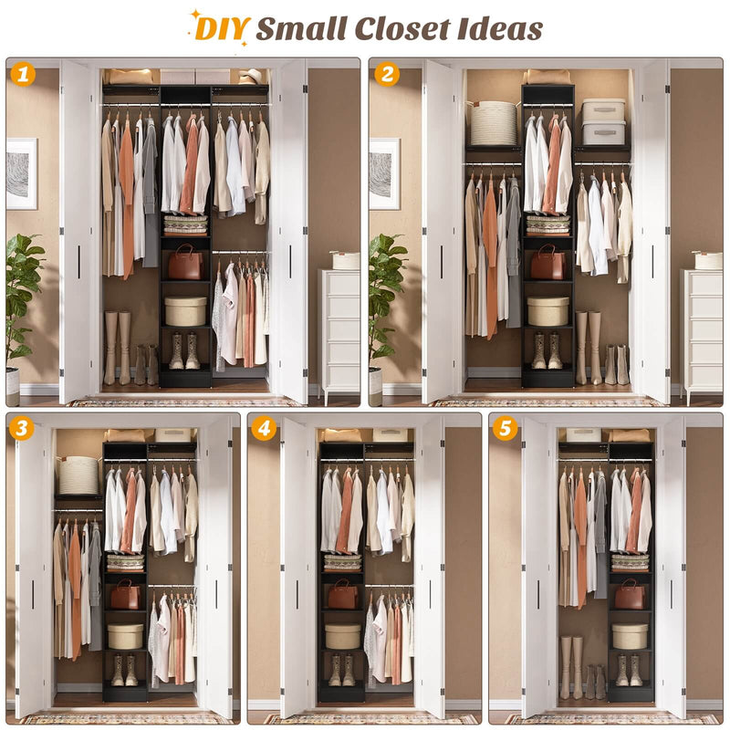 4FT Small Closet Organizer with Shelves and Hanging Rods