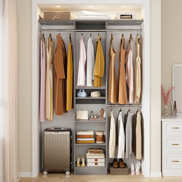 4FT Small Closet Organizer with Shelves and Hanging Rods