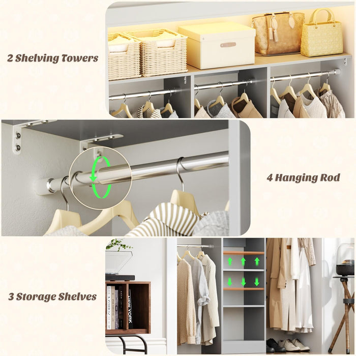 4FT Small Closet Organizer with Shelves and Hanging Rods