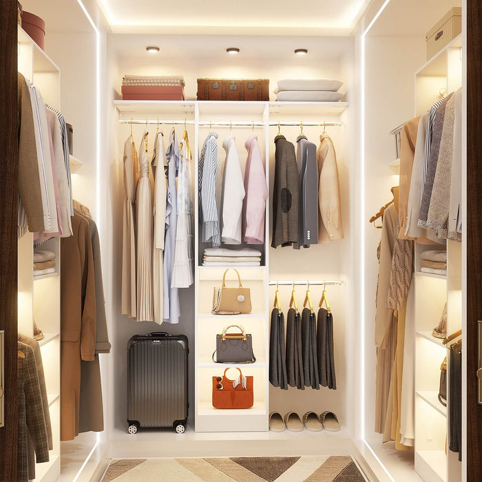 4FT Small Closet Organizer with Shelves and Hanging Rods