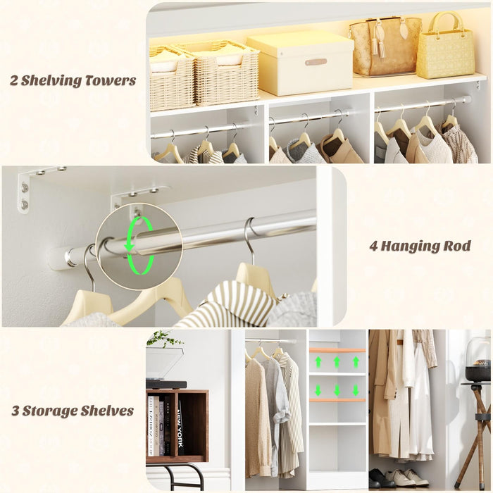 4FT Small Closet Organizer with Shelves and Hanging Rods