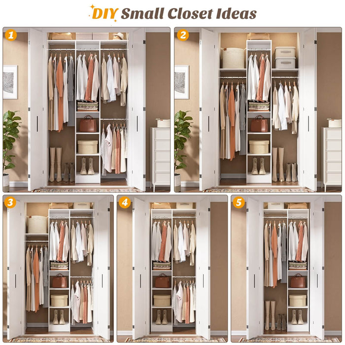 4FT Small Closet Organizer with Shelves and Hanging Rods