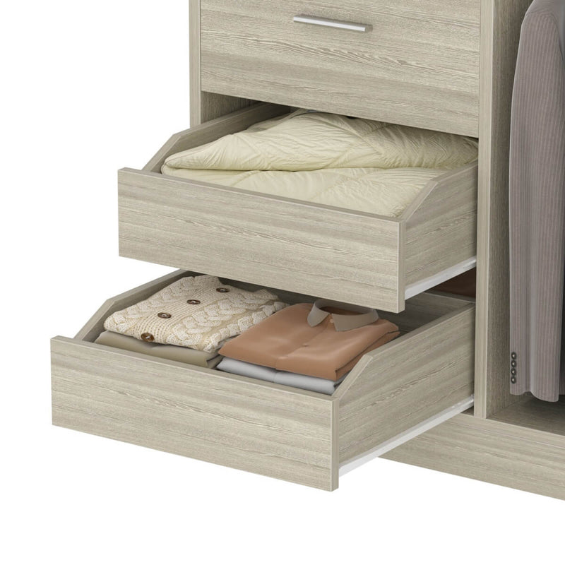 36'' Walk in Closet System with 3 Drawers, Hanging Rod & Storage Shelves, for Bedroom & Closets