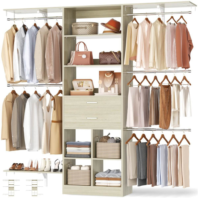 5FT Closet Organizer System with Wooden Drawers